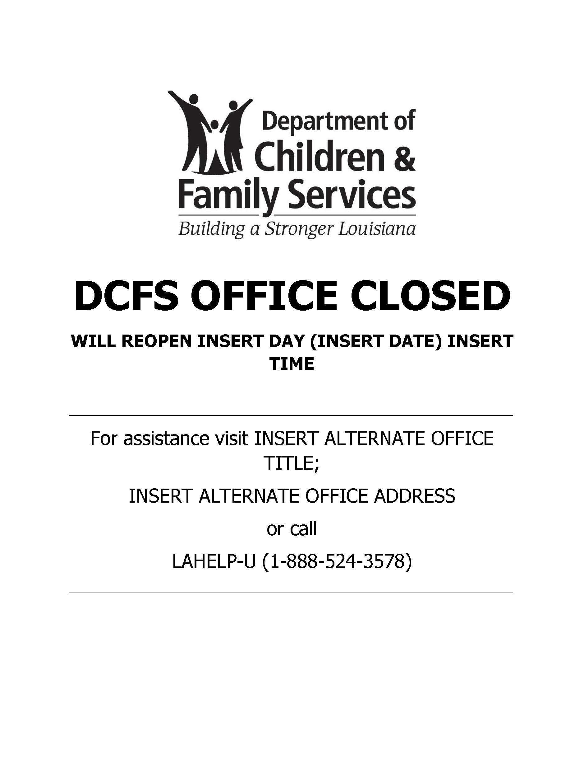 office closure sign